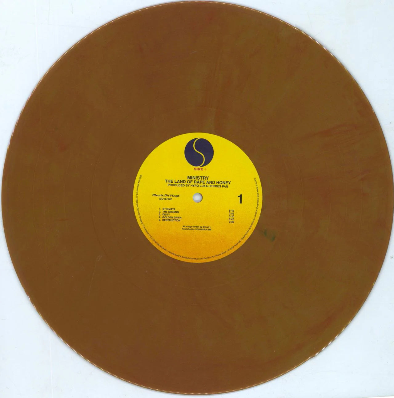 Ministry – The Land Of Rape And Honey (Orange & Gold Mixed Pressing)